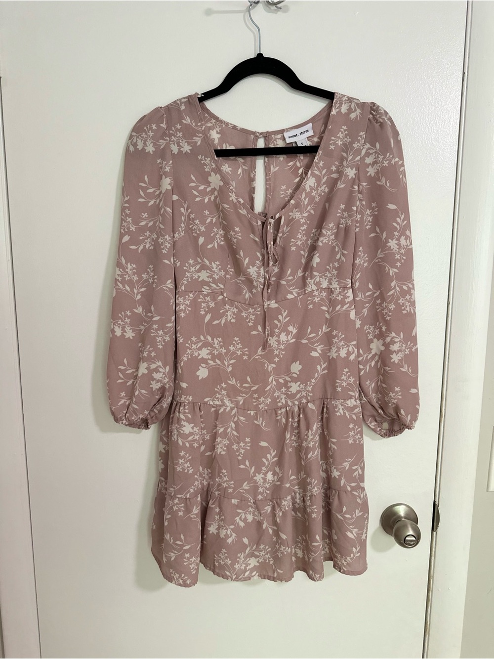 Sweet Storm Blush Pink Floral Tiered Mini Dress